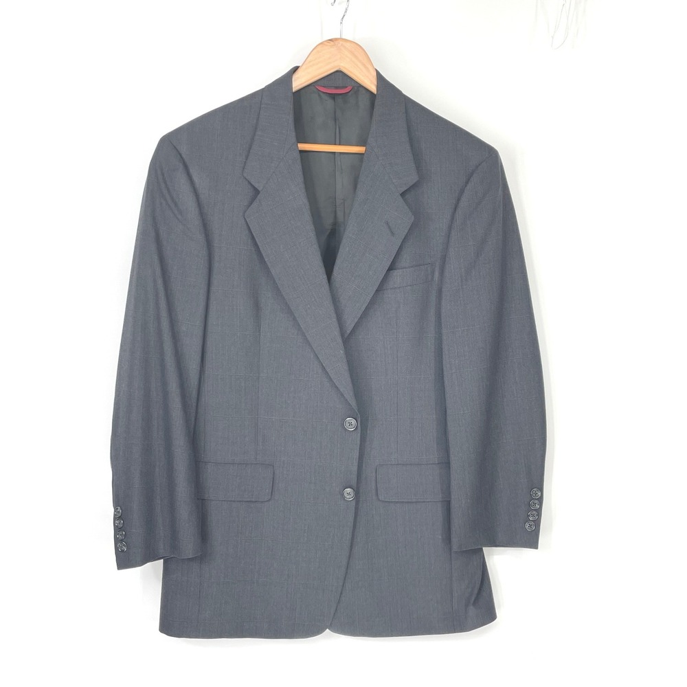 Hart Schaffner & Marx Mens Blazer 40R Sport Coat Windowpane Wool Softly Tailored